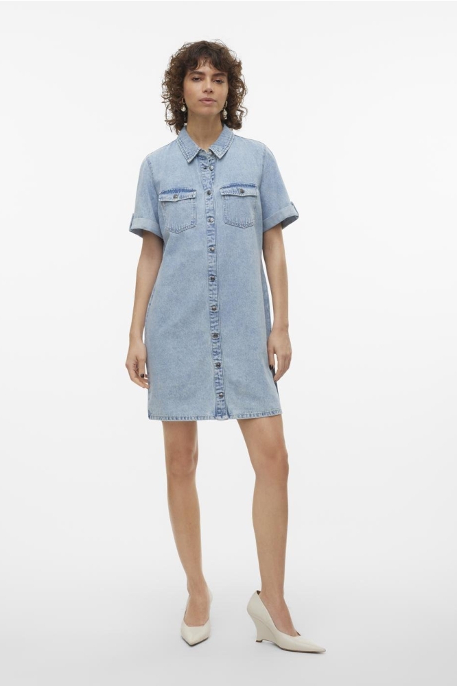VMJENNIE SS SHORT DENIM DRESS MIX N 10309665 Light Blue Denim